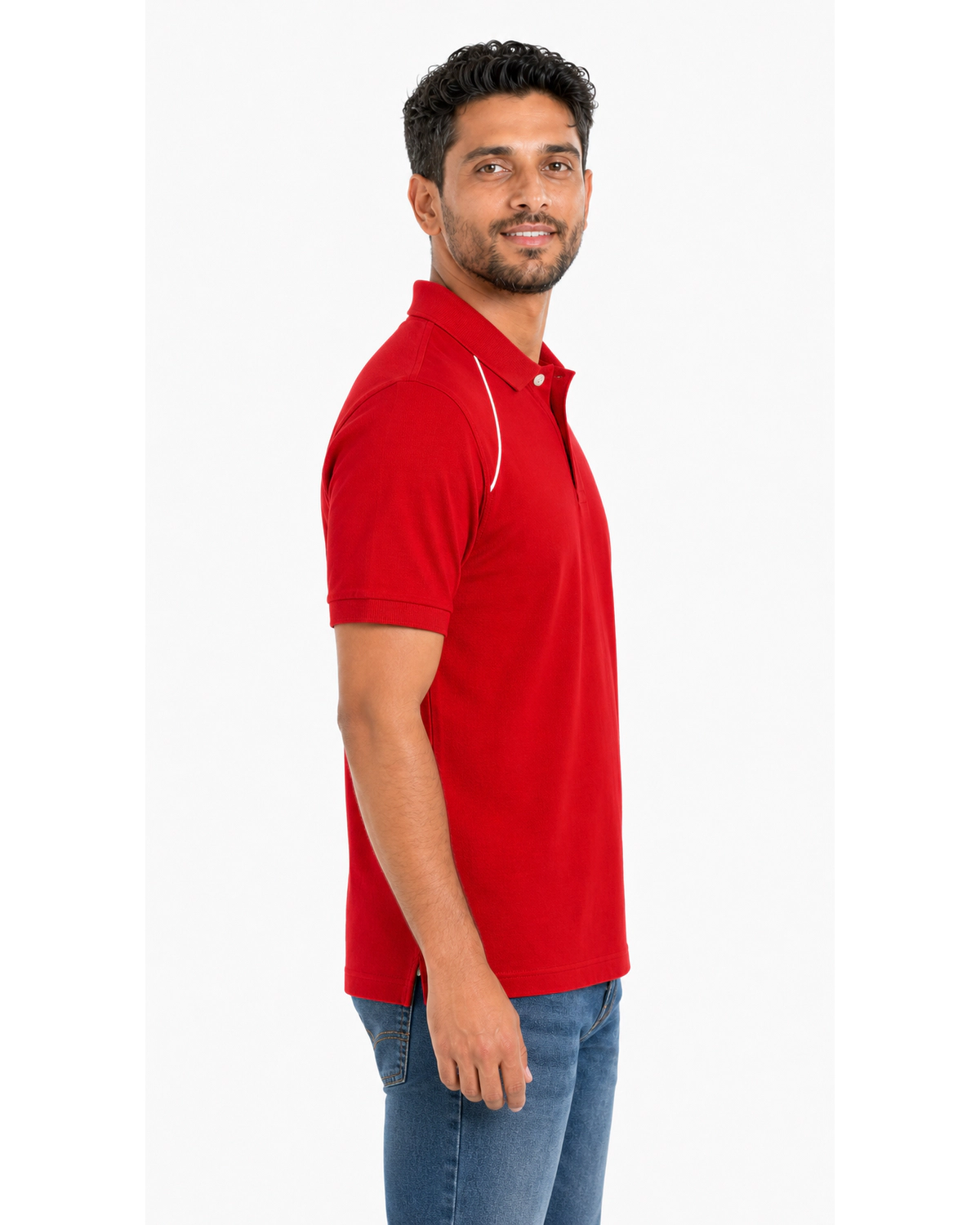 Diagonal Stripe Polo Shirt - Short Sleeve - Image 3