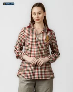 CODE Staff Shirt – Bisc Red Green Plaid Look