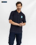 CODE Short Sleeve Polo – CHG Dark Navy Textured Look