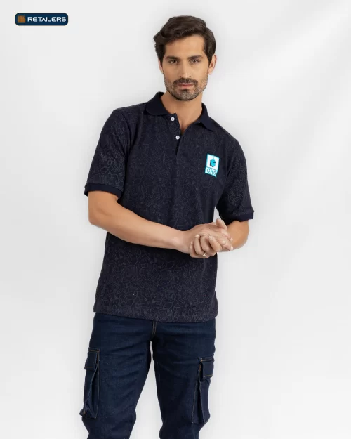 CODE Short Sleeve Polo – CHG Dark Navy Textured Look
