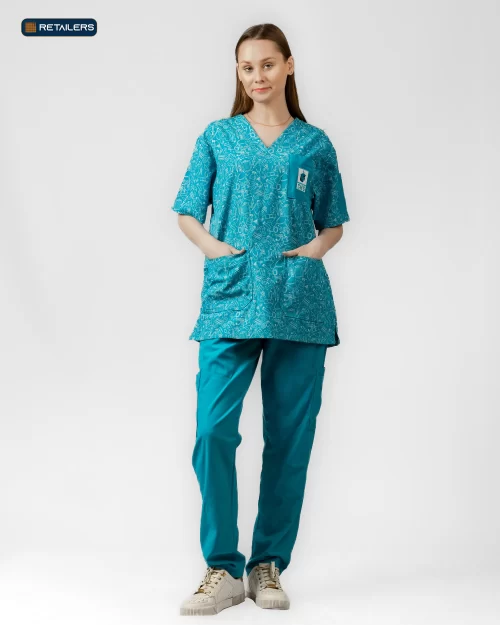 CODE Scrub Suit – CHG Turquoise Patterned Look