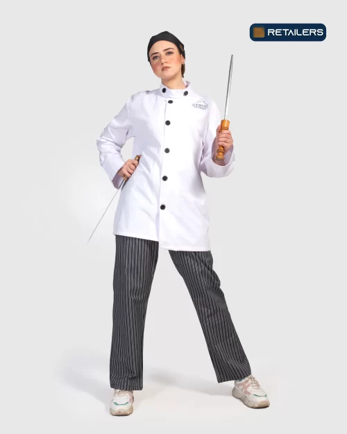 CODE Chef Jacket – Crave White Black Buttons Look