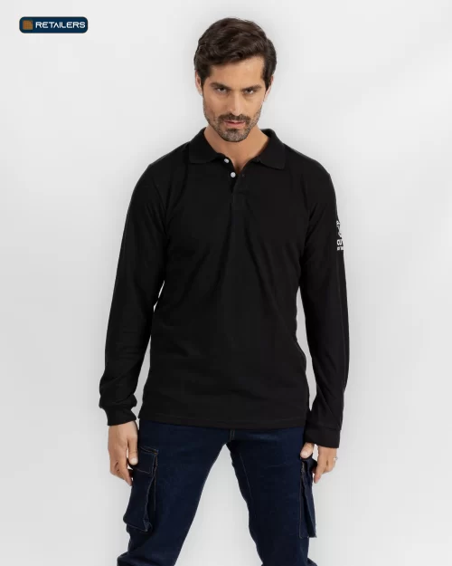 CODE Basic Long Sleeve Polo – Cutz Black Look