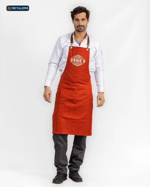 CODE Apron & Headwear – Domas Burnt Orange Red Look