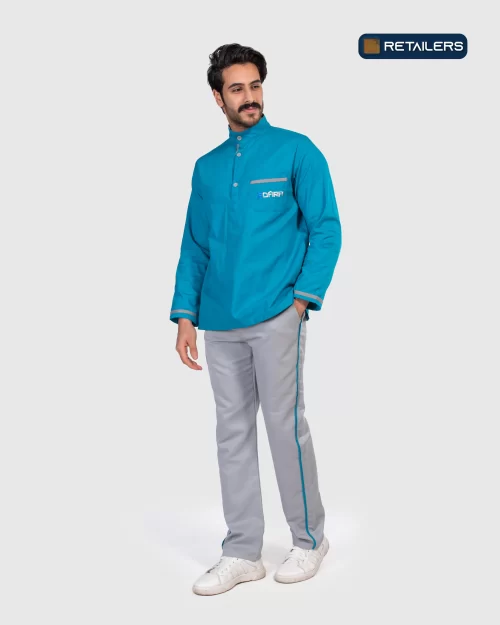CODE Twill Work Suit – Edara Turquoise Grey Look