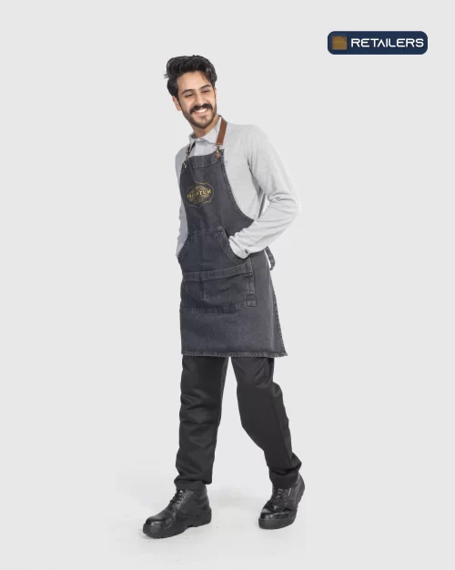 CODE by Retailers Frumentum apron and headwear uniform Grey Apron Over custom uniform idea