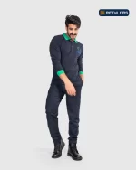 CODE by Retailers Gas Chill designed polo uniform Navy Green Accents custom uniform idea