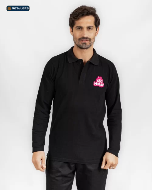 CODE Basic Long Sleeve Polo – Hedeya Black Look