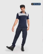 CODE by Retailers Hill International designed polo uniform Navy White Chest custom uniform idea