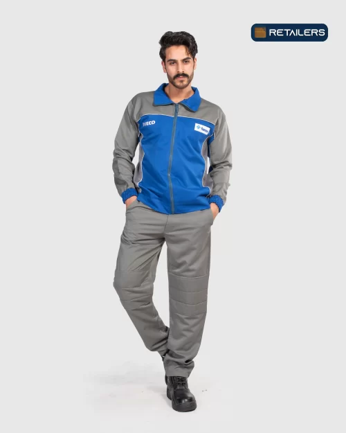 CODE by Retailers IVECO work suit Royal Blue Grey custom uniform idea