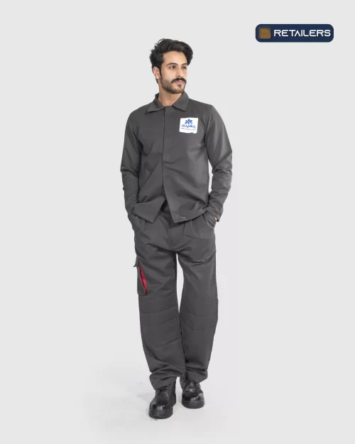 CODE by Retailers Juhayna work suit Dark Grey Red custom uniform idea