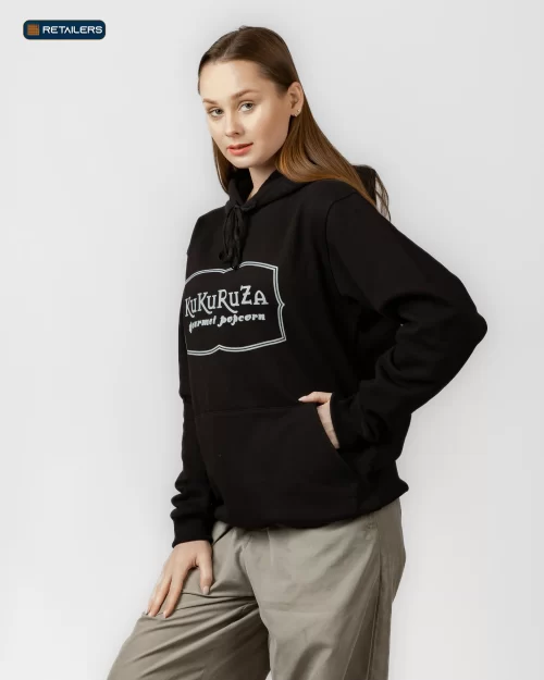CODE Staff Hoodie – Kukuruza Gourmet Popcorn Black White Logo Look