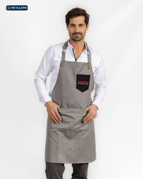 CODE Apron & Headwear – Le Rouge Grey White Look