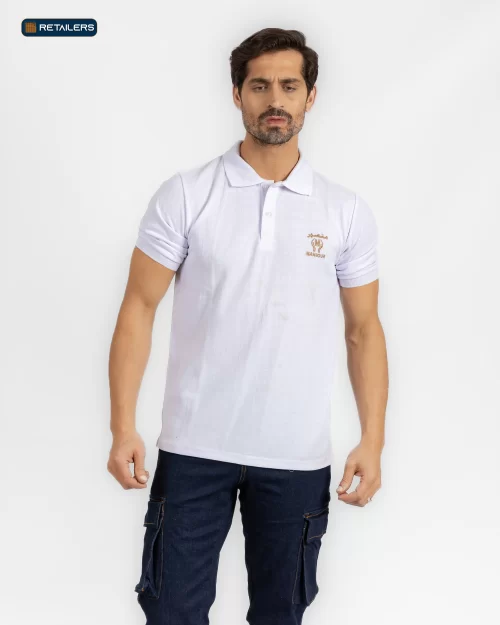 CODE Basic Short Sleeve Polo – Mansour White Look