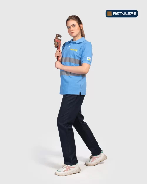 CODE Designed Short Sleeve Polo – Mantrac Light Blue Navy Look