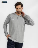 CODE Basic Long Sleeve Polo – Mountain View Grey Navy Look