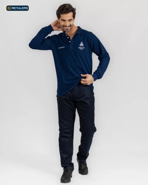 CODE Basic Long Sleeve Polo – Mountain View Navy Look
