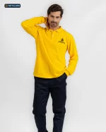 CODE Basic Long Sleeve Polo – Mountain View Yellow Navy Look