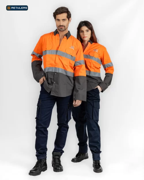 CODE Work Suit – SGS Orange Grey Dark Look