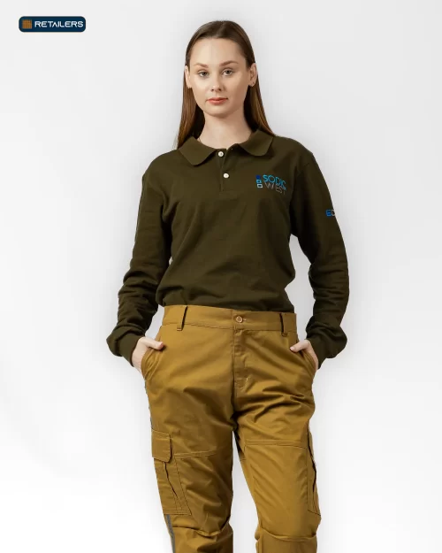 CODE Basic Long Sleeve Polo – Sodic West Olive Green Mustard Look