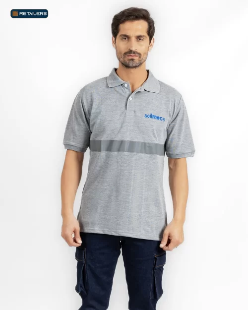 CODE Designed Short Sleeve Polo – Soilmec Light Grey Reflective Look