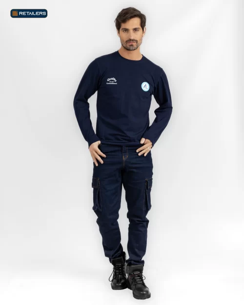 CODE Basic Long Sleeve Polo – Tetra Pack Navy Look