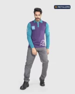 CODE by Retailers Tseppass designed polo uniform Purple Body Turquoise custom uniform idea