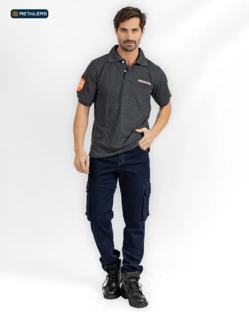 CODE Basic Short Sleeve Polo – Vanderland Dark Grey Look