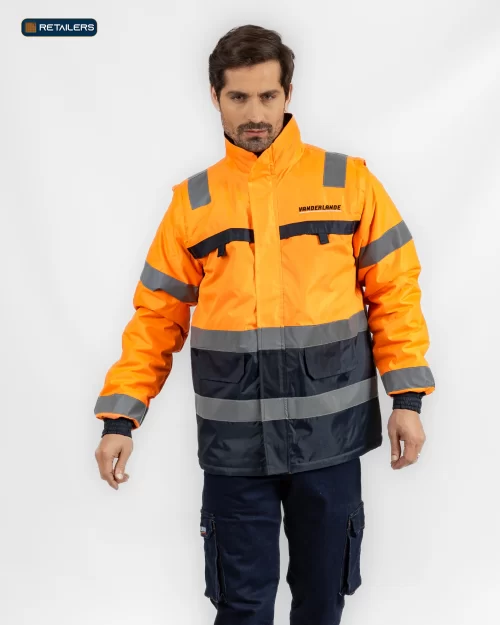 CODE Work Jacket – Vanderland Orange Dark Navy Look