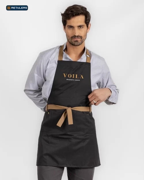 CODE Apron & Headwear – Voila Black Tan Straps Look