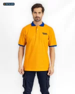 CODE Designed Short Sleeve Polo – Volga Yellow Orange Blue Look