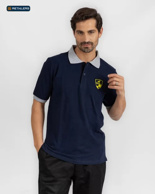 CODE Designed Short Sleeve Polo – Wadi Degla Navy Light Grey Look