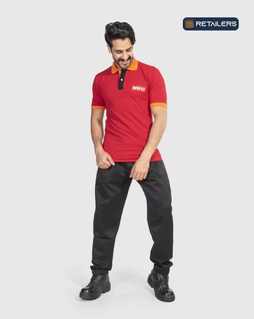 CODE by Retailers Wefix designed polo uniform Red Navy Black custom uniform idea
